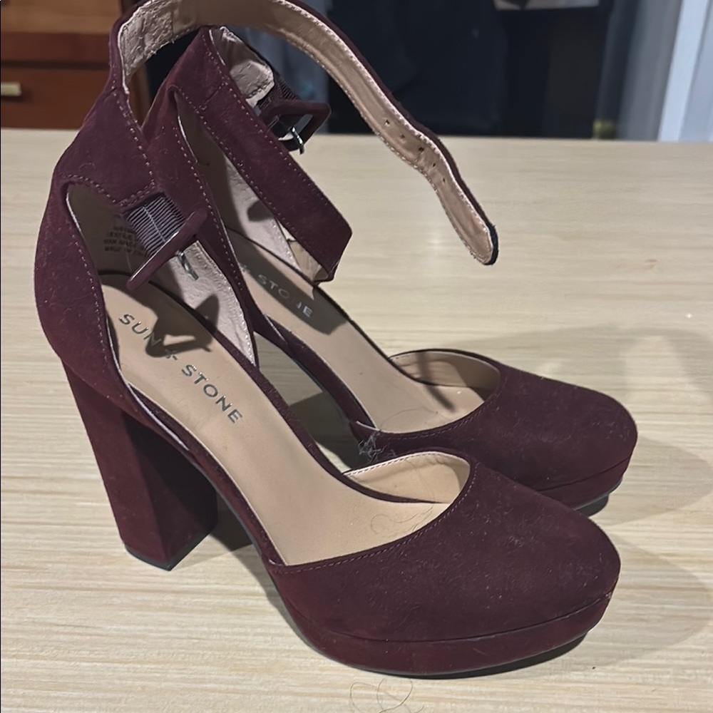 Sun + Stone Women's Burgundy Heels
